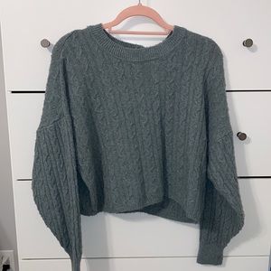 Pink Rose, turquoise crew neck sweater, size S